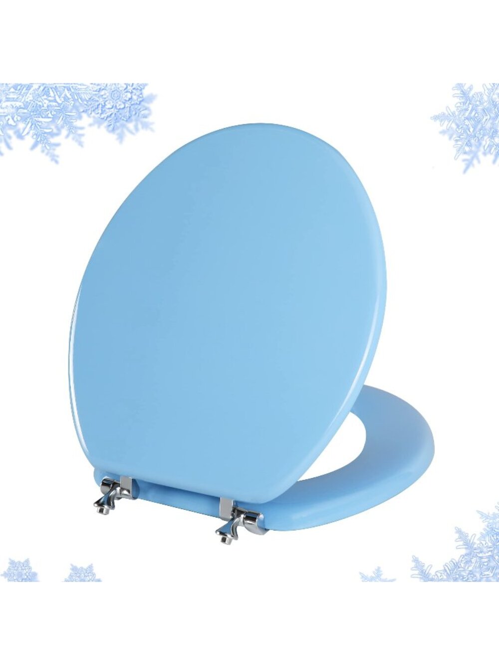 Angol Shiold Round Toilet Seat - Blue Wood, Zinc Alloy Hinges